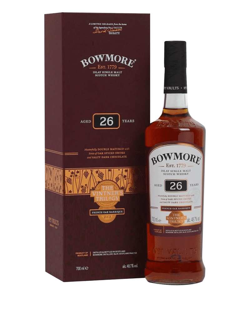 -Bowmore 26 Years The Vintner’s Trilogy Franch Oak Barrique Single Malt Scotch Whisky-波摩26年法國紅酒桶單一麥芽蘇格蘭威士忌700ml-加佳酒Plus9