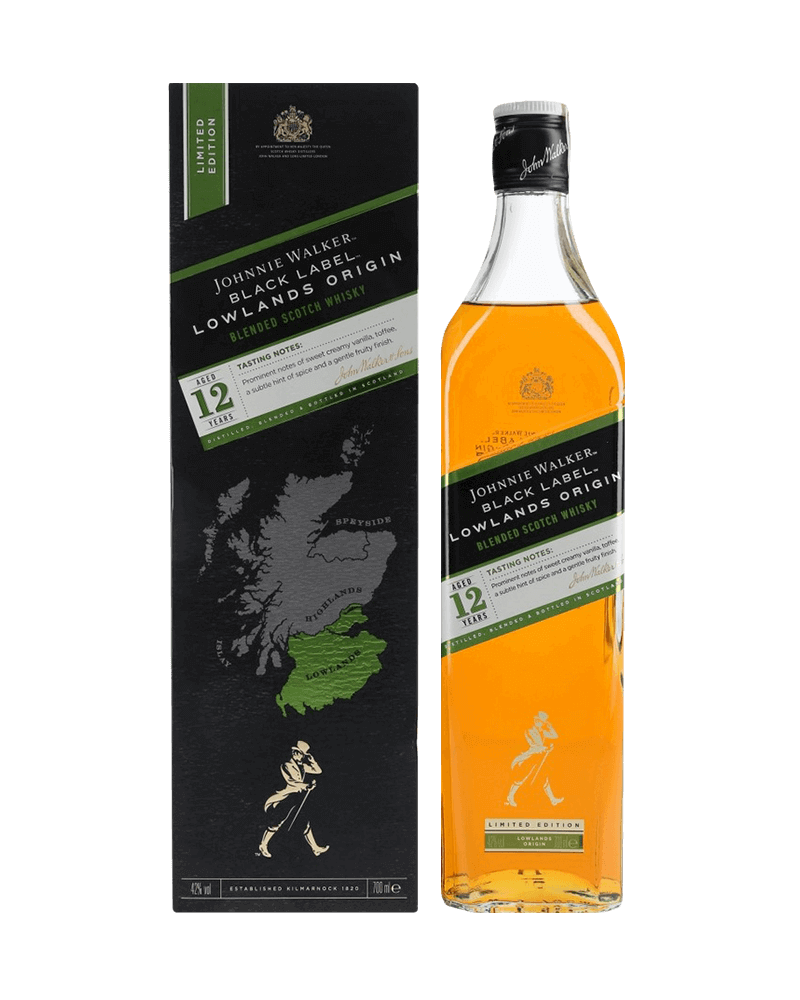 -Johnnie Walker Black Label 12 Years Origin Series Lowlands Blended Scotch Whisky-約翰走路12年黑牌清新香草低地原創調和蘇格蘭威士忌-加佳酒Plus9