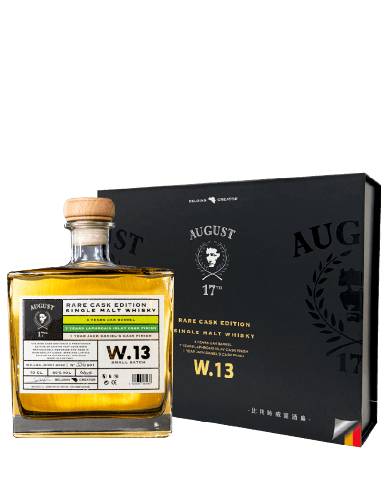 -August 17th Single Malt Whisky Rare Cask W.13 - Laphroaig/Jack Daniel's Finish Gift Box-威富AUGUST 17TH W.13-拉佛格/傑克丹尼桶三次熟成珍藏 過桶單㇐麥芽威士忌精裝禮盒-加佳酒Plus9